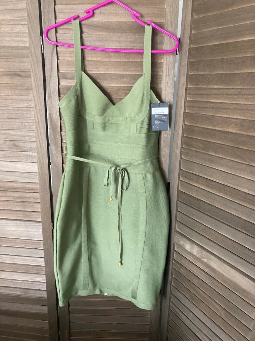 Deluxe Milano Olive Green Bandage Bodycon Dress Size L